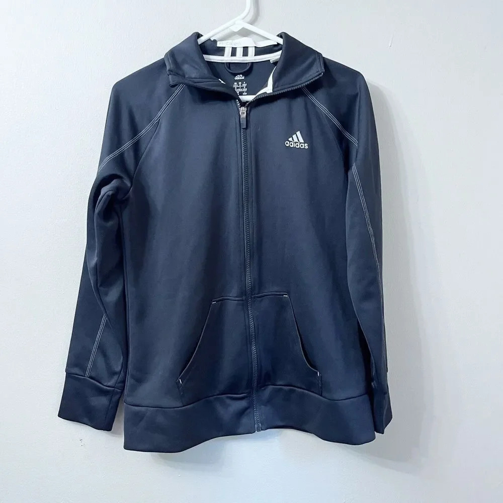 Adidas Game Day Jacket Medium D84998 Black White Zipped Cross Training Climalite